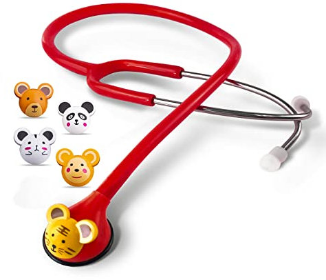 SCIAN Cartoon Animals Design Stetoscopio per il clinico pediatrico, Stetoscopio per bambini con i colori multipli (Red)
