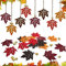 BARVERE 16 Stück Anhänger Ahornblatt, Holz Herbst Dekoration mit 20 x Hanfseil und 20 x Glocke, 4 Farben Autumn Decor Fenster, Hängende Deko (Ahornblatt)