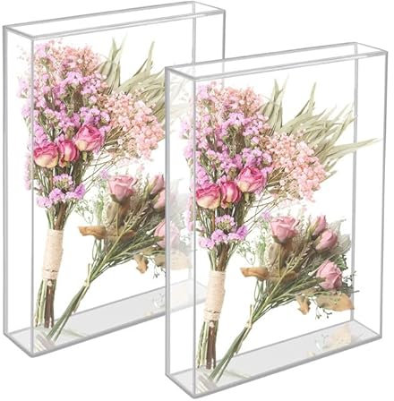Domigard 2 Stück 3D Bilderrahmen zum Befüllen, 21 × 16 cm Bilderrahmen 3D,Klarer Acryl Fotorahmen, geeignet zum Aufbewahren von Blumen, Fotos und DIY-Kunst
