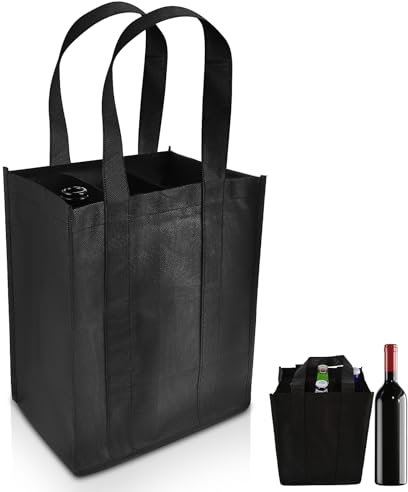 Andibro Weintragetasche mit 6 Fächern, Vlies Wein Reisetaschen, Weineinkaufs Einkaufstasche, tragbare Weinflaschen Geschenktasche, Weinflaschenhalter Tasche mit Tragegriff für Picknick Weinliebhaber