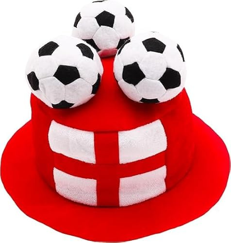 Toyland® Inglaterra Sombrero de copa para aficionados al flag football con balones 3D - Ideal para fiestas de disfraces y temática inglesa - Talla única para adultos - 10 países a elegir