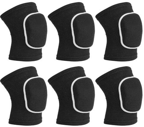 PATIKIL Paracolpi per Ginocchia Protettivi, 3 Paia di Ginocchiere Spugna per Pallavolo, Traspiranti, per Ballo, per Donne e Uomini, Calcio, Basket, Allenamento, Nero Bianco