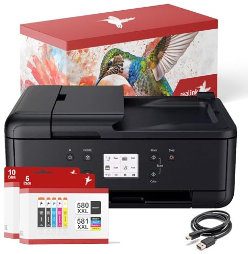 realink Bundle TR7650 Multifunktionsgerät (Drucker, Scanner, Kopierer) mit 15 XXL Druckerpatronen