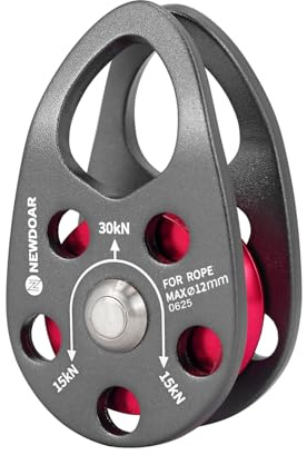 NewDoar Micro-poulie Mobile 30KN/6746 LB Poulie Simple Mobile Forme de Joue pour Corde de 12 mm de diamètre Maximum pour l'escalade, Le Sauvetage et la manutention