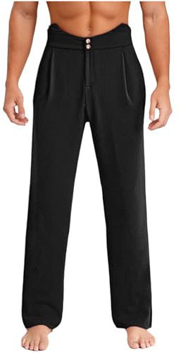 Choomomo Pantalones de danza largos rectos para hombre con fondo estándar para bailes de salón clásicos, de cintura alta, estilo retro jazz para actuaciones en escenario, competición, baile de salón