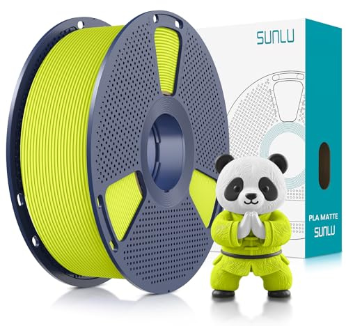 SUNLU Matte PLA Filament 1.75mm, 3D Drucker Filament mit Matter Oberfläche, Neatly Wound Filament, Einfach zu Bedienen, 1kg(2.2lbs) Spule PLA Filament für FDM 3D Drucker, Matte Neon Gelb-Grün