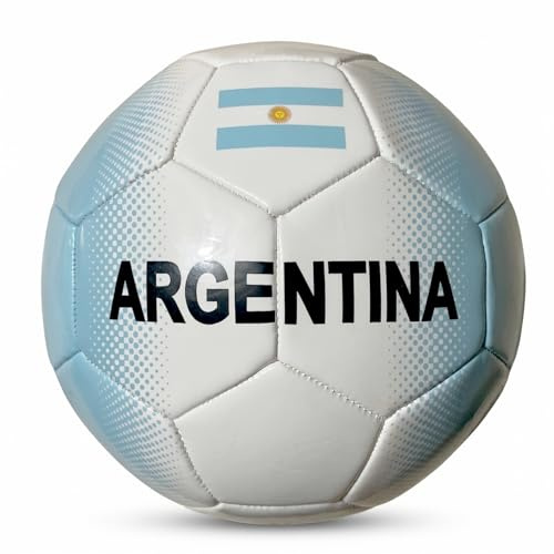 SaoTi Ballon de football en cuir cousu à la machine Taille 5 22 cm – Motifs équipes nationales – Ballons de football pour entraînement, fête et cadeau (Argentine)