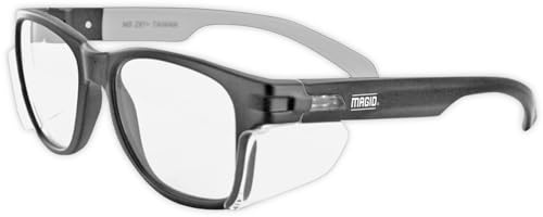 MAGID Y50 Safety Glasses for Construction | Black Frame — 1 Pair, Clear Lens | Side Shields, ANSI Z87.1+, Anti-Fog, Scratch-Resistant, 99.9% UV Protection, Polycarbonate Lens