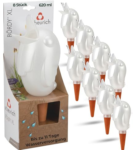 Scheurich Wasserspender XL Weiß 8 Stück - 620ml Wasser für bis zu 7 Tage Champagne Pearl Höhe 29 cm mit Tonkegel