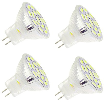 AHEVO 3.5W MR11 GU4.0 LED Light Bulbs, Equivalent to 25-35W Halogen Lamps, GU4.0 Base AC/DC 12V,350 LM, 120° Flood Beam, White, Recessed Lighting, Track Lighting,(6000K) Pack of 4