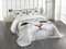 ABAKUHAUS Katze Tagesdecke Set, Digital-Nette Reizende Katze, Set mit Kissenbezügen Romantischer Stil, für Doppelbetten 220 x 220 cm, Graue Elfenbein