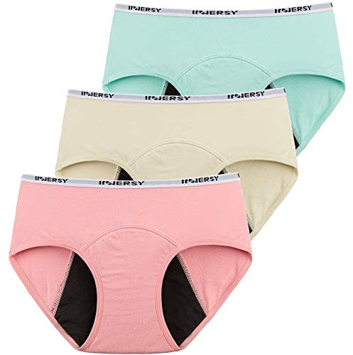 INNERSY Period Pants for Teenage Girls Knickers Menstrual Underwear 3 Pack | Washable Cotton Leakproof Briefs for Kids & Teens Age 8-16 Years Old, First Period Kit, Extra Protection with Other Products