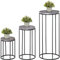 Outsunny Blumenständer 3er Set aus Metall Pflanzenständer Set in Marmoroptik Blumenhocker Blumentopfhalter Stapelbar Pflanzenhocker für Blumentopf Schwarz+Grau