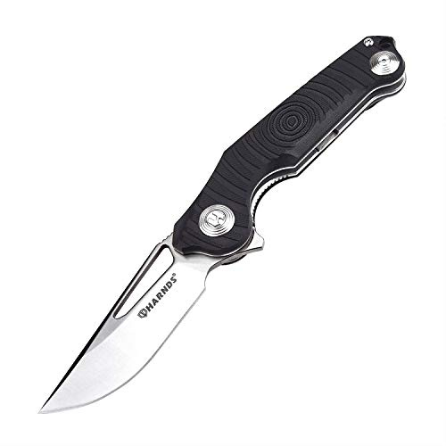 Harnds Time Klapptaschenmesser 14C28N Klinge G10 Griff Keramikkugellager Camping Jagd Überleben Taktisches Outdoor EDC Werkzeug (Schwarz)