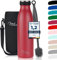 Milu Edelstahl Trinkflasche 350ml, 500ml, 750ml, 1L, 1,5L Thermosflasche Isolierte Wasserflasche, Auslaufsichere Isolierflasche doppelwandig, Kohlensäure geeignet – inkl. Reinigungsbürste (Rot, 500ml)