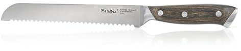 Metaltex HERITAGE - Cuchillo Pan Línea HERITAGE con mango de madera y hoja enteriza de 20 cm