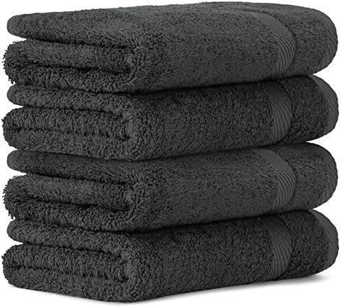Luckytowel Handtücher Set 50x100 cm 100% Baumwolle, Handtuch-Set 4er Pack Anthrazit