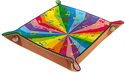 suojapuku Note de Musique Abstraite Arc-en-Ciel coloré Vide Poche en Cuir,Plateau en Cuir,Valet Plateau,Organisateur de Bureau,Stocker des Bijoux de Montre clés