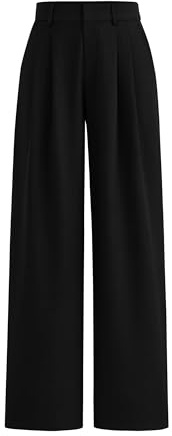 PRETTYGARDEN Women's Summer Work Pants Elastic High Waisted Straight Leg Business Casual Dressy Trousers Slacks with Pockets (Black,X-Large)