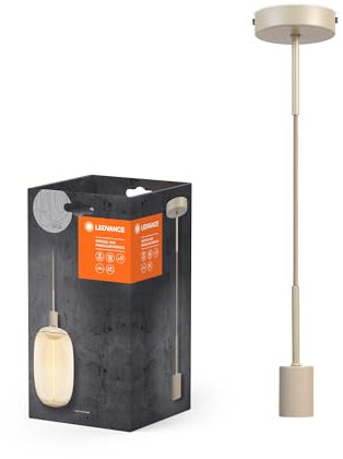 LEDVANCE Lámpara colgante Vintage, beige, ambientes individuales, acero inoxidable, ideal para salas de estar, diseño moderno, estilo vintage, cable 2 m, 100 mm diámetro, montaje fácil