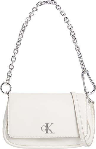 Calvin Klein Donna Borsa a Spalla Minimal Monogram con Tracolla a Catenella, Multicolore (Silver Birch), Taglia Unica