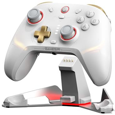 GameSir Cyclone 2 PC Controller Mag-Res TMR Sticks 1000Hz Report Rate Hall & Micro 2-in-1 Triggers RGB Beleuchtung mit Ladestation für PC/Switch/iOS/Android (Weiß)