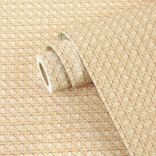 Yullpaper Papel Pintado Con Efecto De Madera Beige Con Patrón Tejido Vinilo Adhesivo Pared Muebles Papel Pintado Pared Para Paredes Armarios Rollo Decorativo Autoadhesivo Lavable 40cm x 800cm