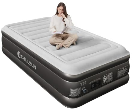CHILLSUN Luftbett Selbstaufblasend mit Pumpe, Luftmatratze für 1 Person, Leicht und Einfach zu Verstauen, Hohe Stabilität und Tragfähigkeit, 190x100x46 cm für Camping, Gästezimmer, Heim