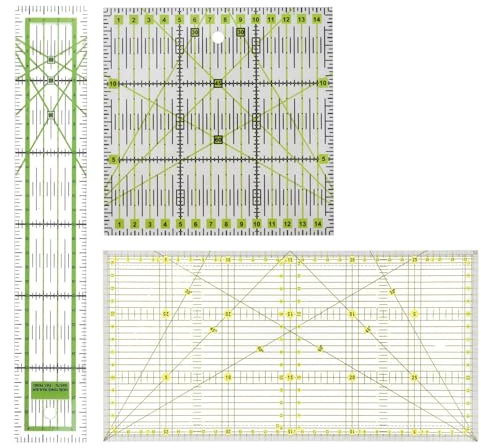 3 Pezzi Righello Sarta, Sewing Ruler, Righello Di Patchwork con Indicazioni Angoli, Angoli Di 30/45/60 Gradi, Comunemente Utilizzati Per Quilting, Misurazione e Lavori Artigianali con Tessuti