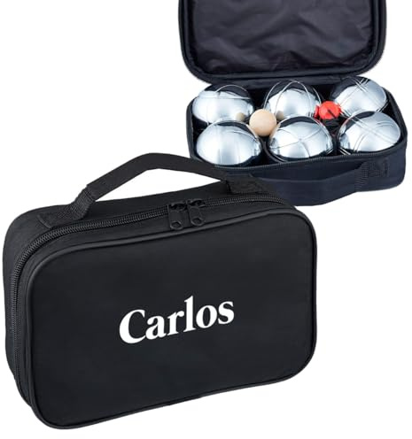 Juego Petanca Personalizado con el Nombre Bolas Metálicas Metal con Estuche Negro Profesional