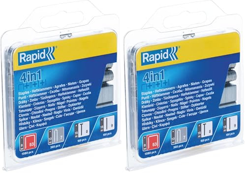 RAPID 40109546, Agrafes en fil plat N°980, Longueur 10 mm, 864 pièces, Pour les outils Swingline, Fil galvanisé Gris (Lot de 2)