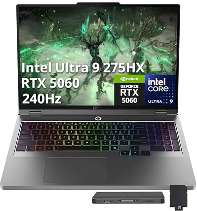 Lenovo Legion 5 16 WQXGA 240Hz Gaming Laptop, Intel Ultra 9 275HX, NVIDIA GeForce RTX 5060, 64GB DDR5, 5TB Storage (4TB SSD+1TB Docking Station Set), 24-Zone RGB Backlit Keyboard, Win 11 Pro, Gray