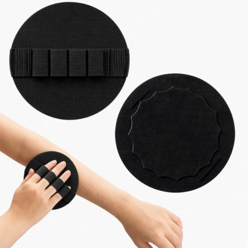 2 Pack, No-Pain Exfoliating Bath Scrubber Pads, Gentle Body Scrub | painless exfoliating body pads with secure elastic loops. Gently removes dead skin and unclogs pores for smooth skin, 13CM