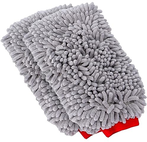MOTHERS Premium Chenille Car Wash Mitt, Scratch and Lint Free, 2 Pack