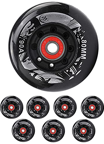 LZXBC Roues de Roller 72mm/76mm/80mm 90A,8Pcs Roues de Remplacement pour Patins à Roues Alignées76mm