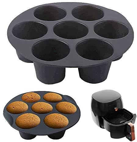 LIANCHEN 2 Stück Muffinform Blech Heißluftfritteuse Tassen Silikon Muffin Pfanne Muffin Backblech Antihaftbeschichtete Muffins Backform für Kuchen Air Fryer Ofen für Cupcakes Brownies Torten (8 Zoll)