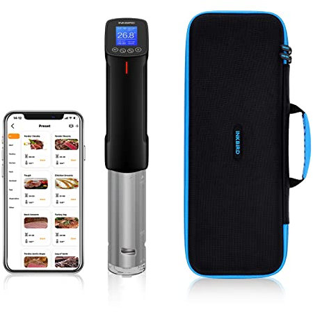 INKBIRD ISV-100W Thermoplongeur Chauffe eau + Boîte de Rangement | Set de WiFi Cuisson Sous Vide avec Étuis en Rigide et PVC pour le Voyage et le Stockage