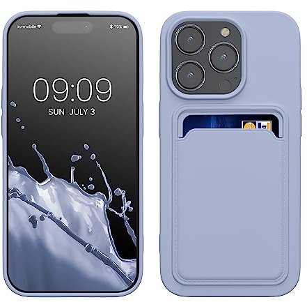 kwmobile fodral kompatibelt med Apple iPhone 14 Pro fodral – TPU-telefonskydd med kreditkortshållare – lavendel