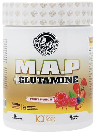 M.A.P + Glutamine 400g - Aminoácidos Esenciales con Glutamina Kyowa en polvo, sabor Ponche de frutas.