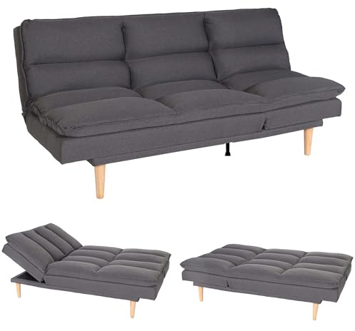Mendler Schlafsofa HWC-M79, Gästebett Schlafcouch Couch Sofa, Schlaffunktion Liegefläche 180x110cm - Stoff/Textil dunkelgrau