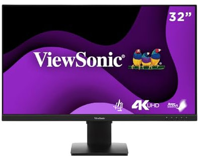 ViewSonic VG3208-4K 32 4K UHD SuperClear IPS LED Monitor, 2 HDMI, 2 DisplayPort, speakers, full ergonomic stand, HDR10