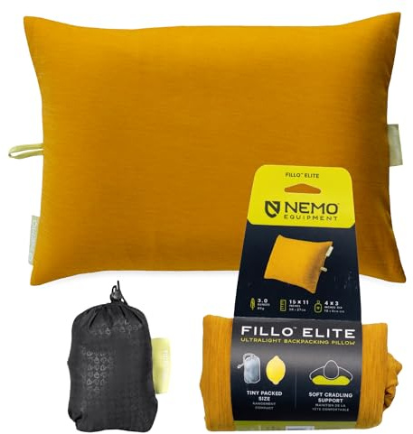 Nemo Equipment Fillo Elite Ultralight Backpacking & Camping Pillow - One Size - Mango/Citron