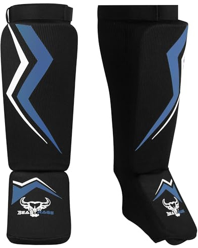 BEAST RAGE Parastinchi per Kickboxing, Protezioni per Il Collo del Piede per allenamenti MMA Muay Thai, Boxe per Arti Marziali, Protezione per i Piedi delle Gambe Imbottite Elasticizzate per