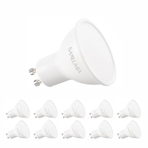 sanlumia 10 X 8.6W GU10 LED Spotlight Bulbs 880lm 100 Degree Beam Angle Light Bulb Non Dimmable 100W Halogen Equivalen Cool White 6400K