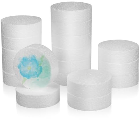 SEWACC Foam Circles 18 Pack 2.95In Polystyrene Round Craft Foam Discs for Cake Decorating Models DIY Craft Blanks Floral Arrangements and Mini Scene Projects