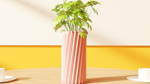 Generico Vaso a Spirale Multitriangolare PLA stampato in 3D (Rosa, Medio)