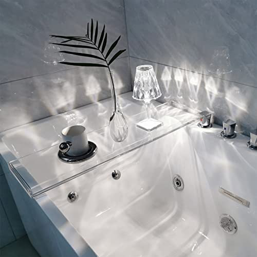 Divisor de bandeja extensible en el baño, (bandeja de acrílico para bañera, bandejas de baño minimalistas de estilo nórdico, estante para bañera, organizador transparente para bañera, accesorios de