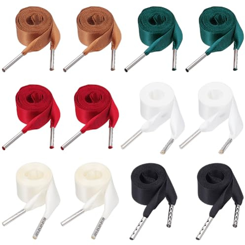 BENECREAT 12Pcs 8.4m Corset Lace Cord, 16mm Satin Ribbon Shoelaces Flat Corset Waist Belt Lace-up Tied for Women Girls Sneakers Skate Shoes Boots Sport Shoes, 6 Colors
