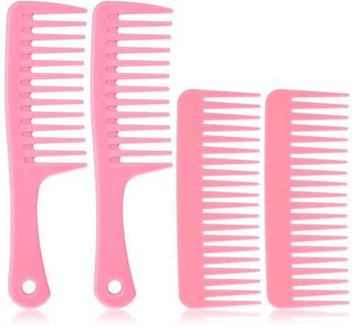 Pettini a Denti Larghi 4 Pezzi Pettine Arricciacapelli Grande Pettine per Capelli da Donna in Plastica Ispessita 2 Stili Pettine per lo Styling per Donne Ricce Capelli Spessi Finitura