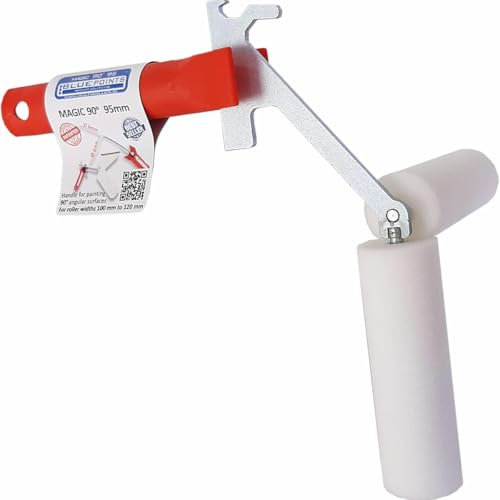 BLUE POINTS Magic 90° Rouleau de peinture - Rouleau de peinture breveté pour coins, peinture murale, revêtement précis et poignée ergonomique - 95 mm